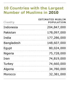 イスラム教徒の人口順位2010年度